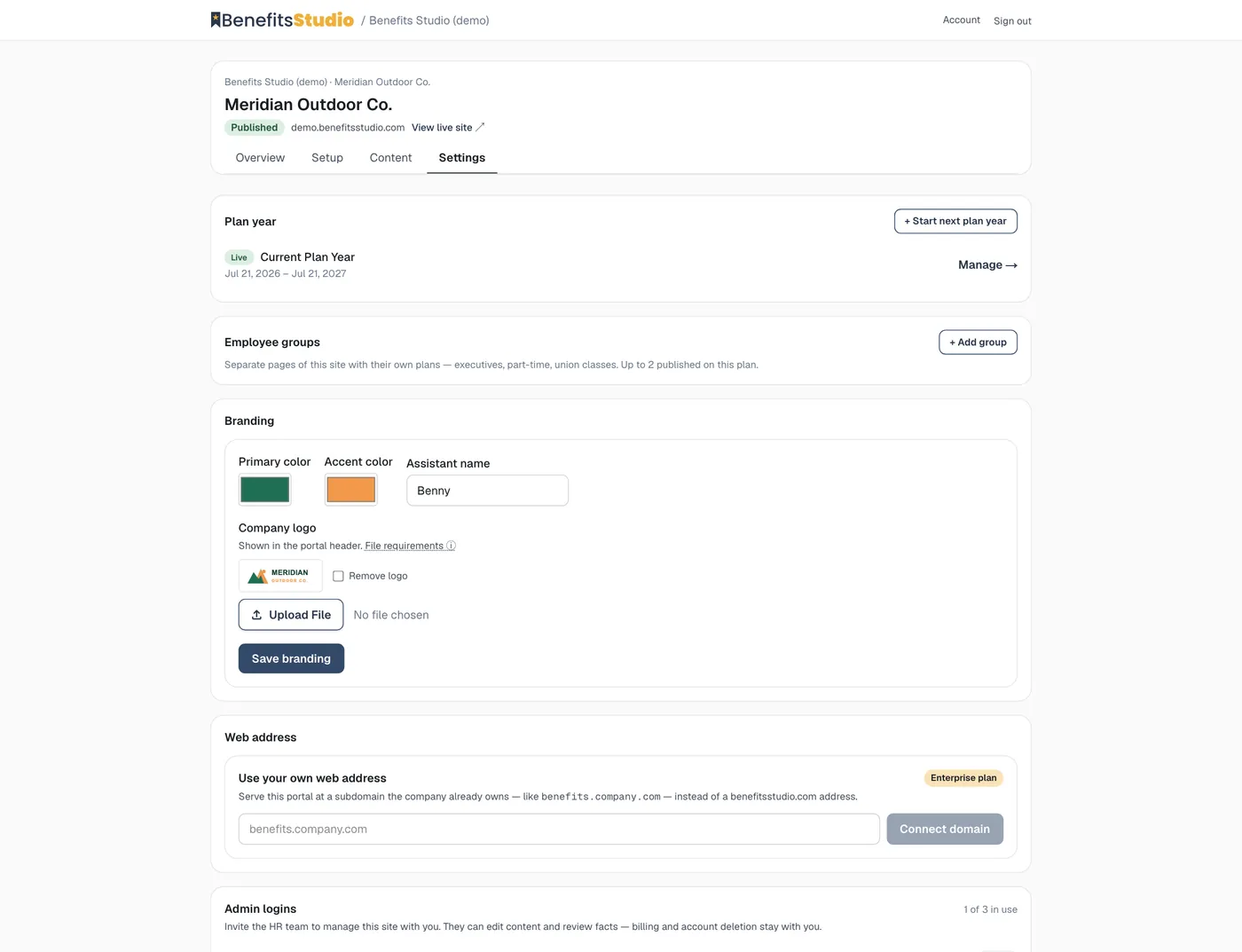 Branding with live preview