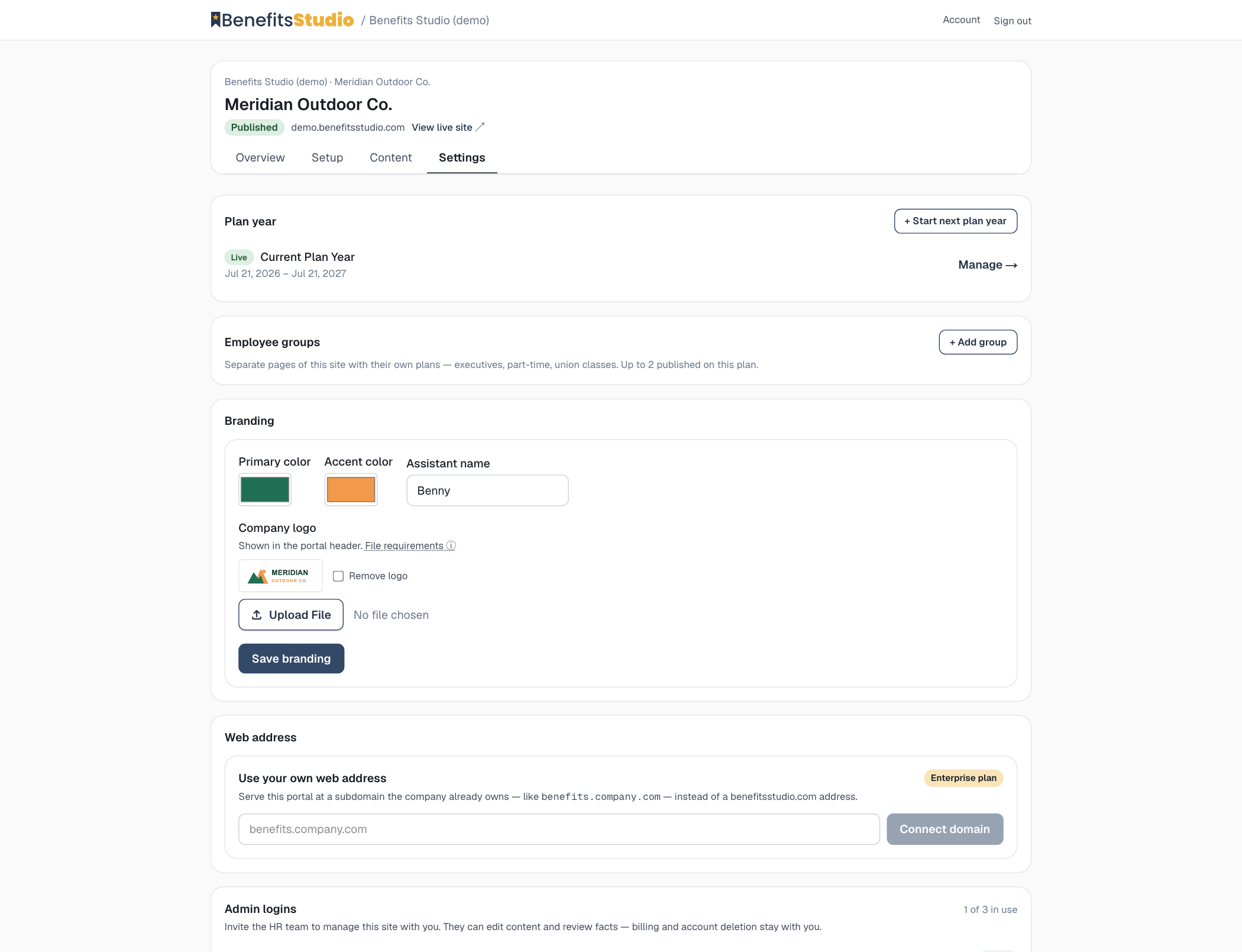 Branding with live preview