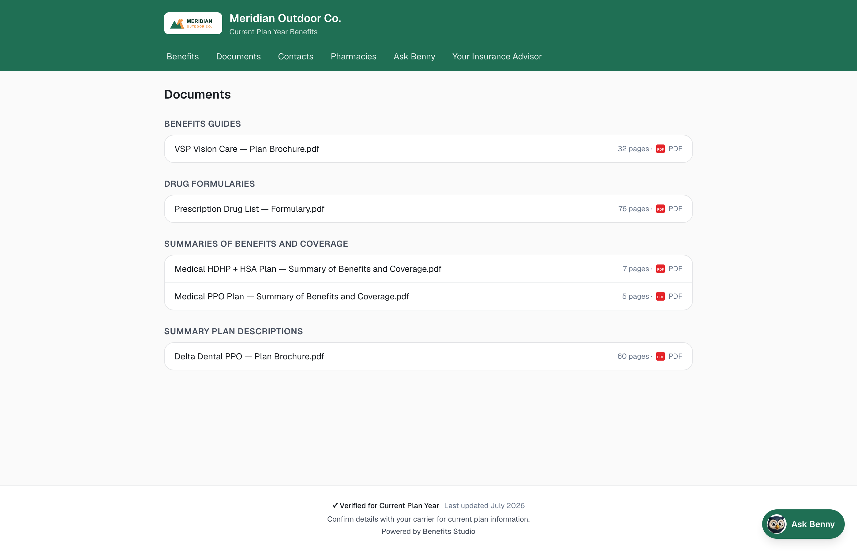 Document library in the employee portal